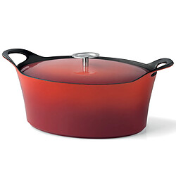 Cuisinox Volcan - Cocotte ovale 29cm fonte de fer émaillée rouge avec couvercle