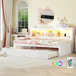 redom Lit Gigogne 90x200 cm - Lit Simple - Blanc