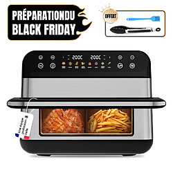 Homimaster Friteuse à Air Grande Capacité 10L-Double Zone de Cuisson-Silver