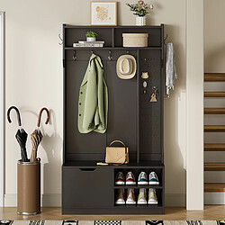 Okwish Vestiaire porte-manteau avec banc - Noir