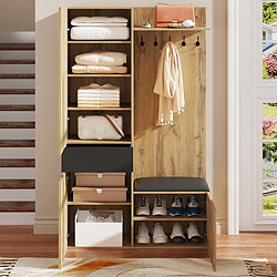 Avis Okwish Meuble d'entrée porte-manteau - Naturel