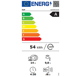 Lave-vaisselle 60cm 14 couverts 42db tout intégrable - S255ECX15E - N50 - NEFF