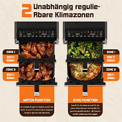 Homimaster Friteuse à Air 11L - Double Zone, Circulation d'Air 360°