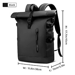 Sac à dos de voyage extensible pour homme, grande capacité, imperméable, pour ordinateur portable 15,6 pouces, idéal pour la randonnée, le vélo et les sorties à la journée, avec port USB.Noir