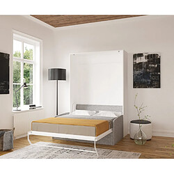 Inside 75 Lit escamotable vertical canapé tweed gris MULTIMO couchage 160x200cm blanc