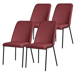 ML-Design Lot 4 chaises de salle à manger rembourrées rouge polyester pieds en métal