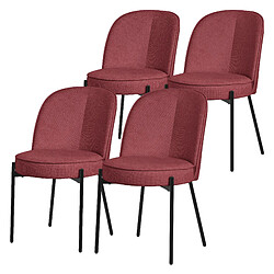 ML-Design Lot 4 chaises de salle à manger rouge polyester pieds en métal confortable