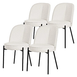 ML-Design Lot 4 chaises de salle à manger beige polyester pieds en métal confortable