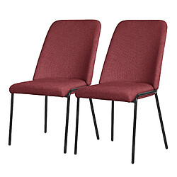 ML-Design Lot 2 chaises de salle à manger rembourrées rouge polyester pieds en métal