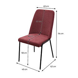 ML-Design Lot 2 chaises de salle à manger rembourrées rouge polyester pieds en métal pas cher