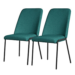 ML-Design Lot 2 chaises de salle à manger rembourrées pétrole polyester pieds en métal