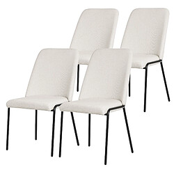 ML-Design Lot 4 chaises de salle à manger rembourrées beige polyester pieds en métal