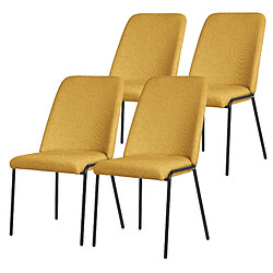 ML-Design Lot 4 chaises de salle à manger rembourrées moutarde polyester pieds en métal