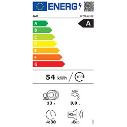 Lave-vaisselle 60cm 13 couverts 42db tout intégrable - S275EAX16E - N50 - NEFF