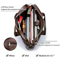 General Sacoche en cuir véritable pour homme, sac de bureau portable pour ordinateur portable, sac bandoulière de haute qualité pour les voyages et le travailcafé