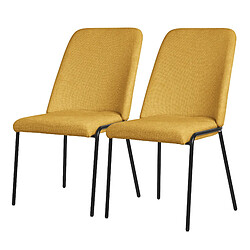 ML-Design Lot 2 chaises de salle à manger rembourrées moutarde polyester pieds en métal