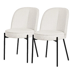 ML-Design Lot 2 chaises de salle à manger beige polyester pieds en métal confortable