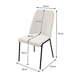 ML-Design Lot 2 chaises de salle à manger rembourrées beige polyester pieds en métal pas cher