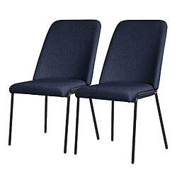 ML-Design Lot 2 chaises de salle à manger rembourrées bleu foncé polyester pieds en métal