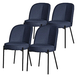 ML-Design Lot 4 chaises de salle à manger bleu foncé polyester pieds en métal confortable