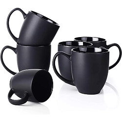 DOWAN Ensemble de 6 Tasses à Café Noires en Céramique de 473ml