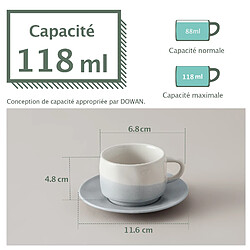 DOWAN Tasses à expresso en porcelaine de 88ml avec soucoupes, ensemble de 4, bleu et blanc