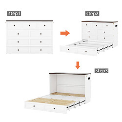 Avis redom Lit double 140x200 cm - Lit escamotable - Blanc