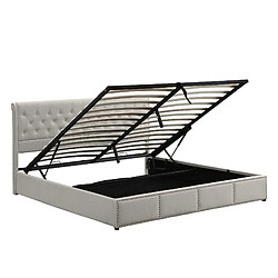 redom Lit Coffre 180x200 cm - Lit capitonné - Gris clair pas cher