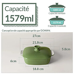 DOWAN Plat de Cuisson avec Couvercle Cocotte en Céramique, Vert