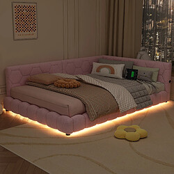 redom Lit banquette 140x200 cm - Lit banquette ado - Rose