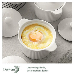 Acheter DOWAN Ramequins blancs en porcelaine de 207ml avec couvercles et poignées