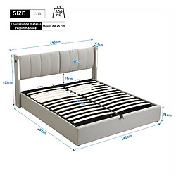 Acheter redom Lit coffre 140x190 cm - Lit capitonné - Gris