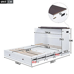 Acheter redom Lit double 140x200 cm - Lit escamotable - Blanc