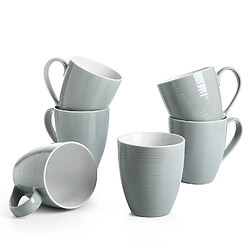 DOWAN Ensemble de tasses à café à café de 503 ml, lot de 6 avec poignée, gris