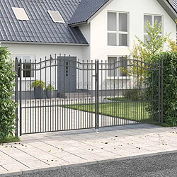 vidaXL Portail de clôture avec pointe KAMPEN 404 x 175 cm Acier Gris