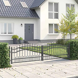 vidaXL Portail de clôture avec pointe KAMPEN 305 x 75 cm Acier Gris