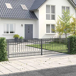 vidaXL Portail de clôture avec pointe KAMPEN 404 x 100 cm Acier Gris