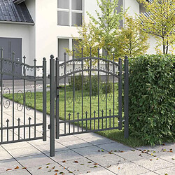 Avis vidaXL Portail de clôture avec pointe KAMPEN 103 x 100 cm Acier Gris