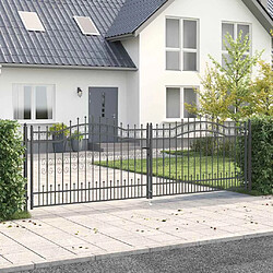 vidaXL Portail de clôture avec pointe KAMPEN 404 x 125 cm Acier Gris