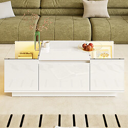 Blossom paris Table basse LED 2 tiroirs - Blanc
