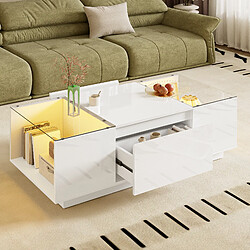 Blossom paris Table basse LED 2 tiroirs - Blanc