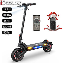 Trottinette électrique Pliable iScooter ix7 Pro 10" Moteur 1000Wx2 17.5AH Max Autonomie 80Km Noir