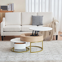 Avis Blossom paris set 2 tables basses gigognes - Blanc et bois