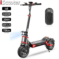 Trottinette électrique Pliable iScooter ix8 12" Moteur 1200Wx2 20AH Max Autonomie 70Km Noir