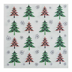 Paris Prix Lot de 20 Serviettes en Papier Sapins 33x33cm Vert & Rouge