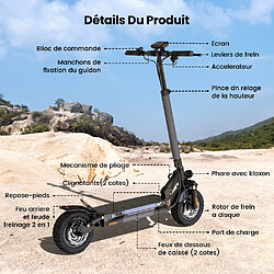 Acheter Trottinette électrique Pliable iScooter W9 10" Moteur 1000W 14AH Max Autonomie 45Km Noir