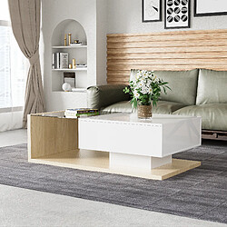 Blossom paris table basse rectangulaire - Blanc et bois