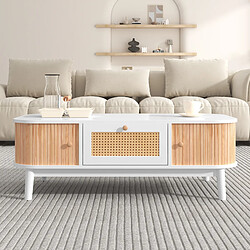 Blossom paris Table basse rotin - Blanc et bois