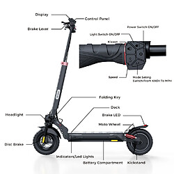 Trottinette électrique Pliable iScooter ix4 10" Moteur 800W 48V 15AH Max Autonomie 45km Noir pas cher