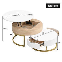 Acheter Blossom paris set 2 tables basses gigognes - Blanc et bois